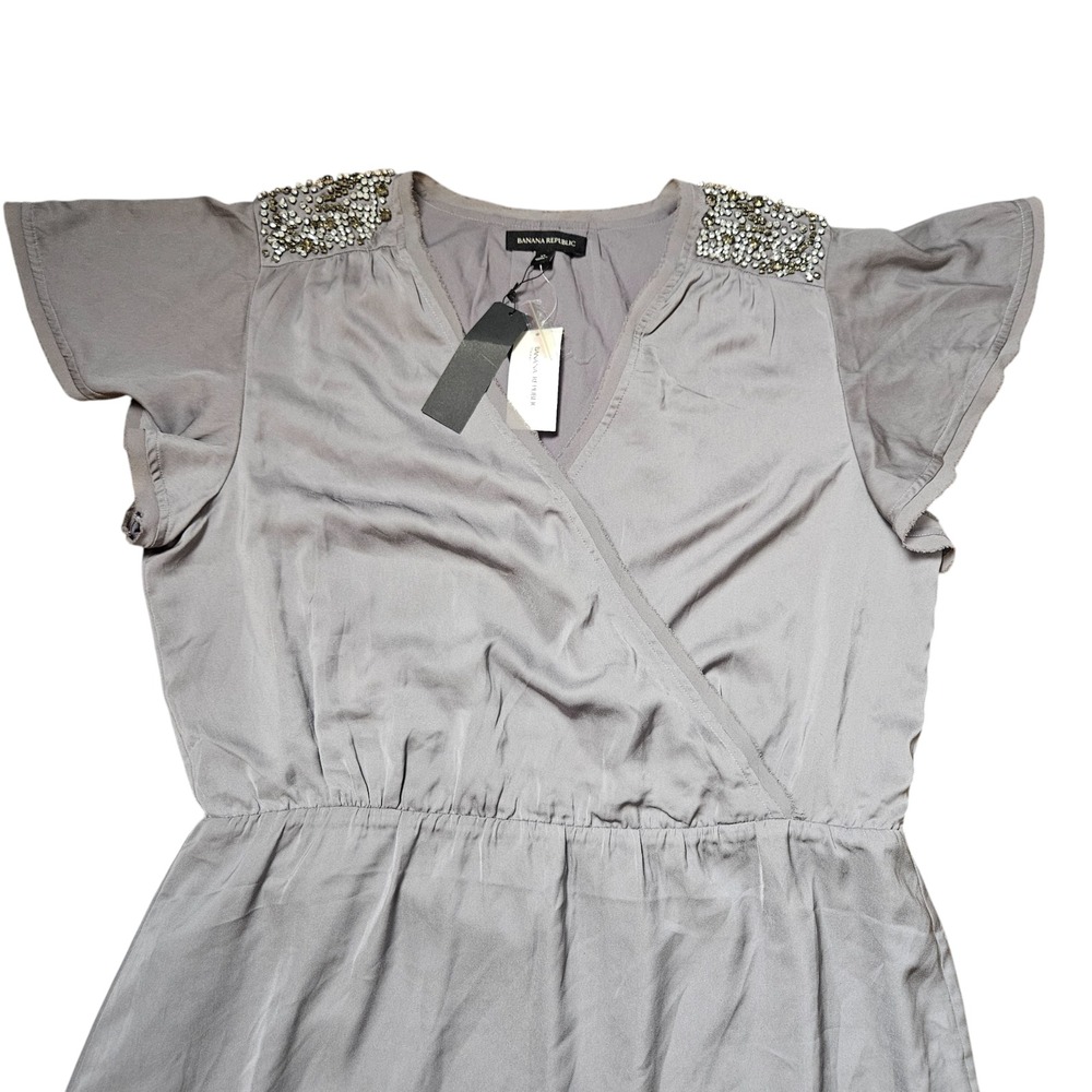 Banana Republic Rhinestones Embellished Shoulder Faux Wrap Mini Dress XL NWT - Picture 6 of 11
